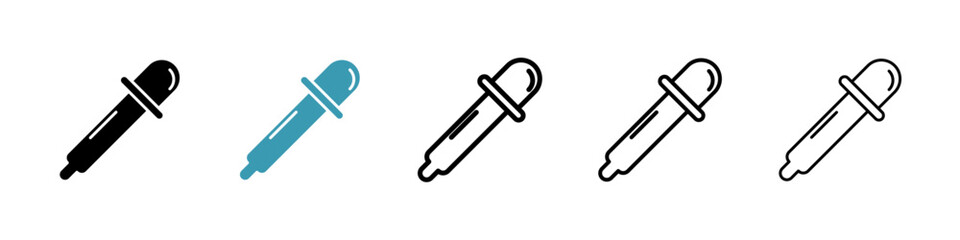 Dropper vector icon set in black and blue colors.