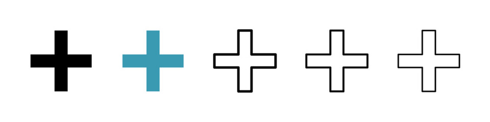 Hospital sign vector icon set in black and blue colors.
