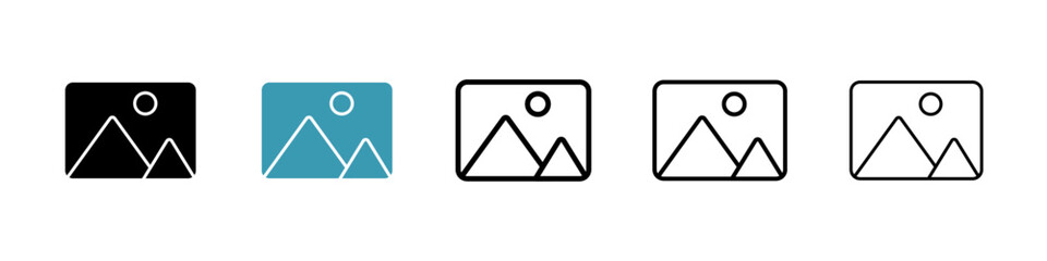 Image vector icon set in black and blue colors.