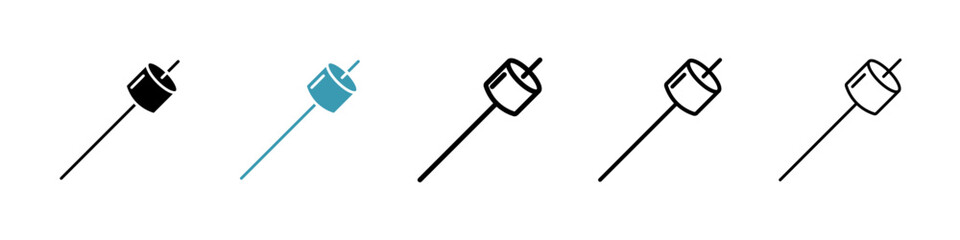 Marshmallow vector icon set in black and blue colors.