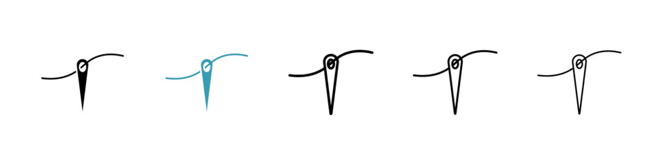 Needle vector icon set in black and blue colors.