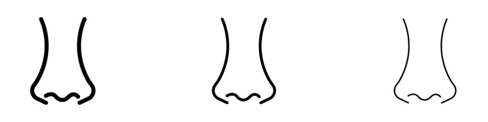 Nose vector icon set in black and blue colors.