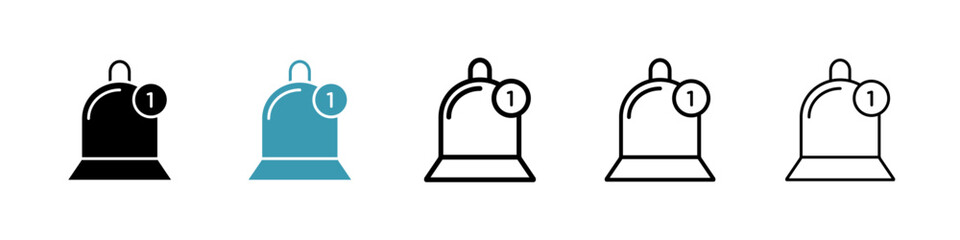 Notification vector icon set in black and blue colors.