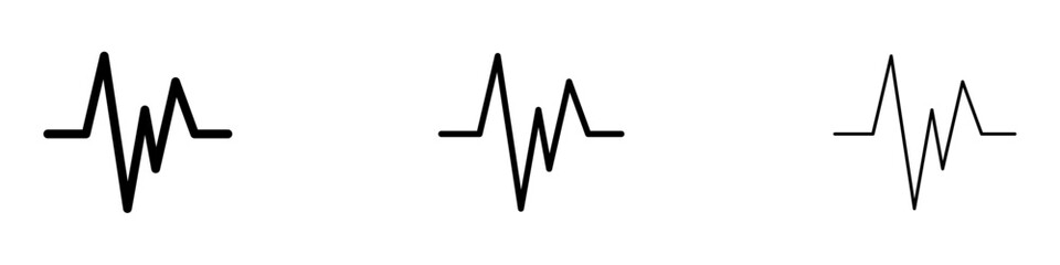 Pulse vector icon set in black and blue colors.