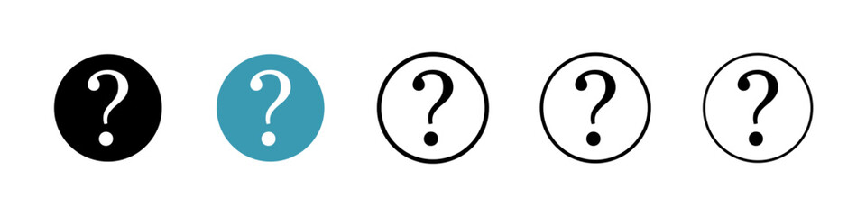 Question vector icon set in black and blue colors.