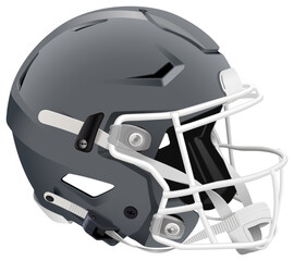 Fototapeta premium Realistic gray 3D American football helmet with white mask and chin strap