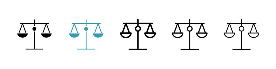 Scale vector icon set in black and blue colors.