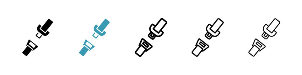 Seat Belt vector icon set in black and blue colors.