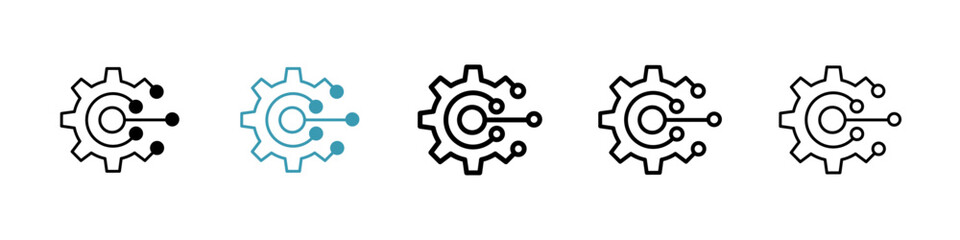 Technology vector icon set in black and blue colors.