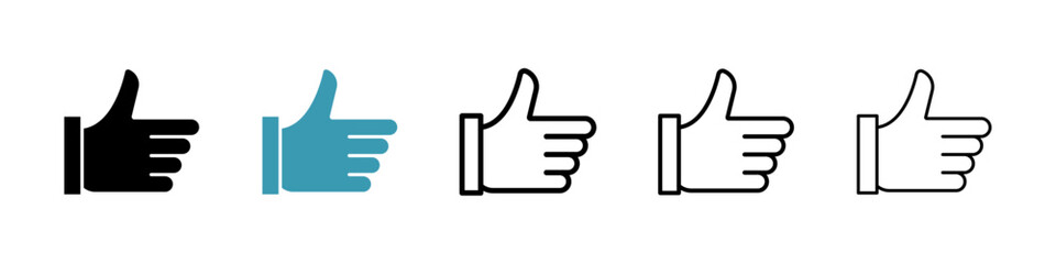 Thumb vector icon set in black and blue colors.