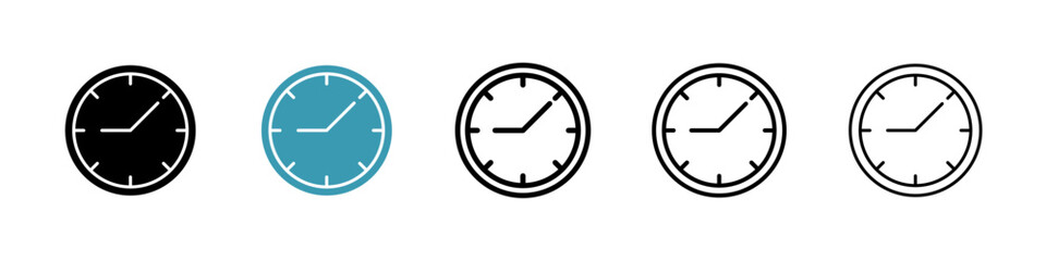 Time vector icon set in black and blue colors.
