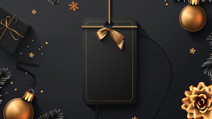 A decorative tag for exclusive Black Friday sales surrounded by festive ornaments and holiday gifts invites shoppers to enjoy special offers. Generative AI