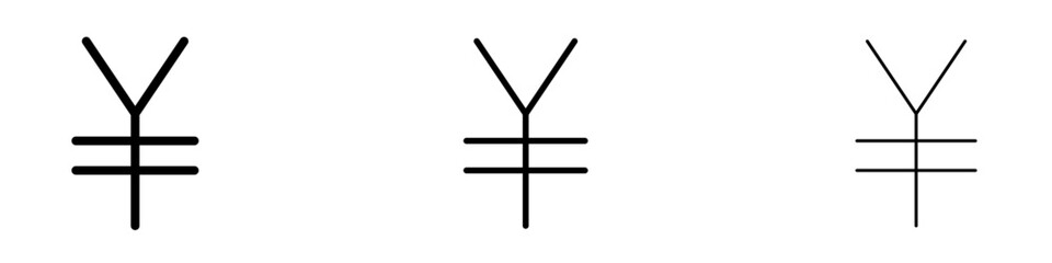 Yen vector icon set in black and blue colors.