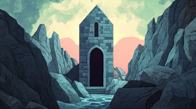 Rock cut medieval beacon or shrine in a historic location Rock cut medieval beacon or shrine in a historical setting