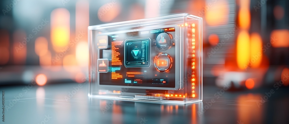 Poster cinematic 3d render of a cutting edge blockchain integrated bioinformatics hub featuring a dramatic 