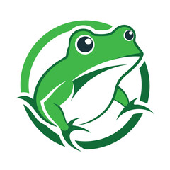 green frog logo on white background