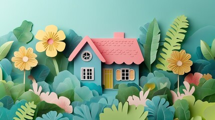 Minimalist residence eco friendly home traditional dwelling simple garden tropical landscape cozy abode