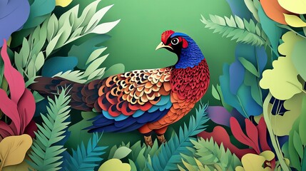 Male Common Pheasant Phasianus colchicus in natural habitat Common Pheasant in natural habitat