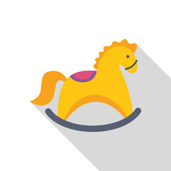 This vector illustration features a classic yellow rocking horse toy, evoking feelings of nostalgia and playful childhood memories
