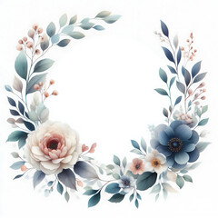 wedding invitation wreath of flowers, abstract floral frame, card with flowers