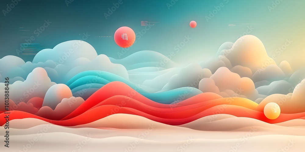 Poster Captivating digital data landscape featuring organic undulating shapes and cascading data streams executed in a vibrant prismatic color palette with a cinematic sci fi aesthetic set against a vast