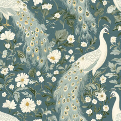 Beautiful Wallpaper with a Peacock Design, Ideal Colorful Bird Poster or Graphic Resource for Creative Project, Ai Generative