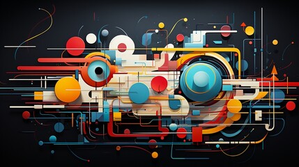 Obraz premium the interplay of shapes, lines, and colors in a visually captivating 