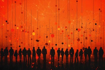 Crowd of Silhouette People Networking at a Business Event in Style