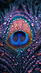 Naklejka premium Beautiful Wallpaper with a Peacock Design, Ideal Colorful Bird Poster or Graphic Resource for Creative Project, Ai Generative