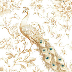 Beautiful Wallpaper with a Peacock Design, Ideal Colorful Bird Poster or Graphic Resource for Creative Project, Ai Generative