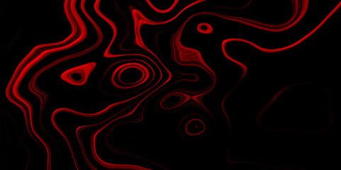 Abstract Cartographic Terrain with Red Grunge Contouring. 3D Cartographic Weave seamless striped floral patterns and wavy Shaped Foil Shimmer Background.