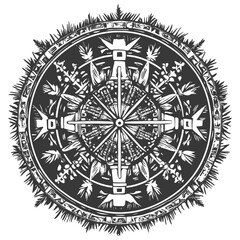 Black and White Abstract Circular Design with a Central Hub