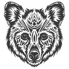 Fototapeta premium Black and White Abstract Stylized Bear Head