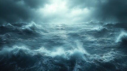 Stormy Sea with Dark Clouds and Rough Waves