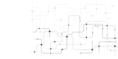 Vectors White Abstract geometric dots and lines connection circuit concept. Global communication technology background design