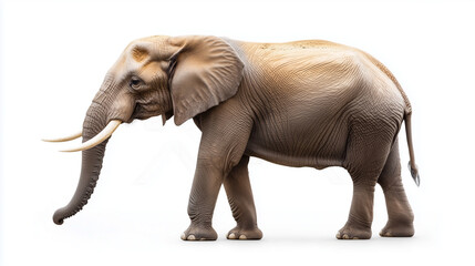 Obraz premium Elephant walking majestically on white background with copy space