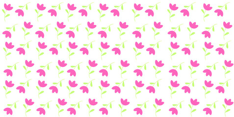 Seamless floral pattern with pink flowers and white background