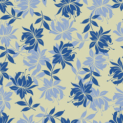 Vector seamless pattern. Liberty pattern in small flowers. Small off white and coral pink flowers. Ivory background. Ditsy floral background. Delicate