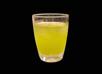 Iced matcha green tea isolated on black background. Beverage and food menu concept