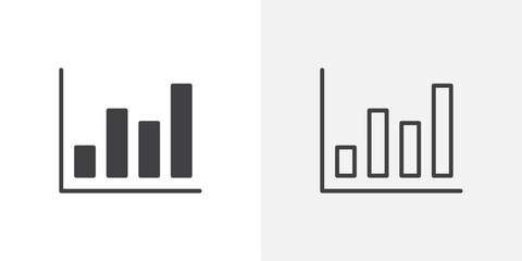 Bar chart icon flat and simple set design