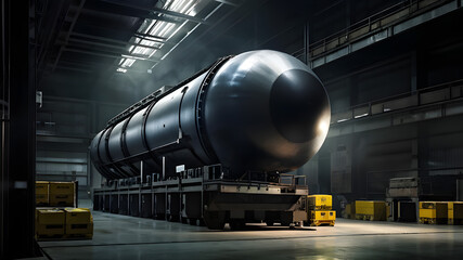 Large missile bomb in a defense storage facility