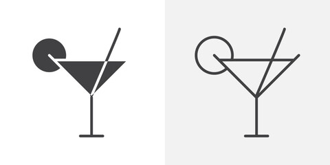 Cocktail icon flat and simple set design