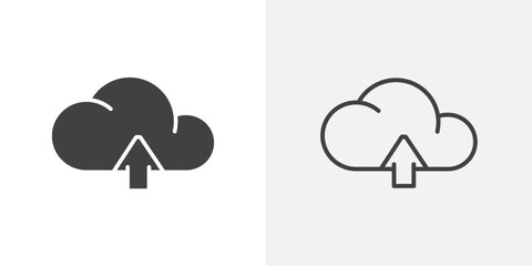 Cloud upload icon flat and simple set design