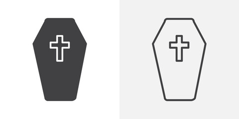 Coffin icon flat and simple set design