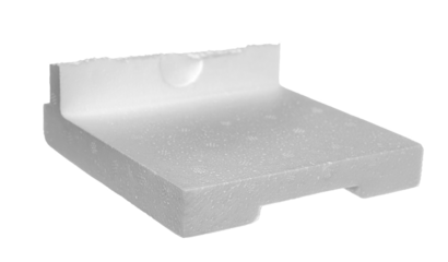 Styrofoam piece flying isolated on white, clipping path