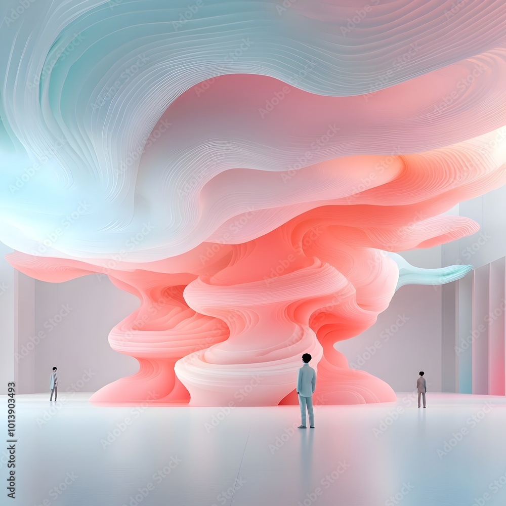 Poster luminous polygonal formations dance through a dreamlike digital realm with dynamic information displ