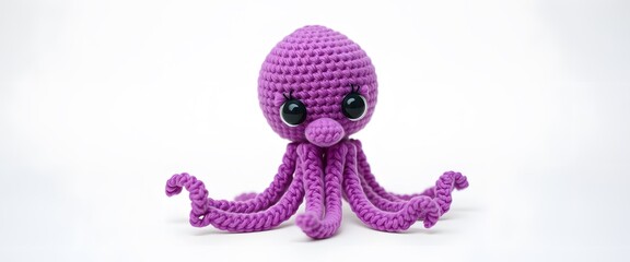 Crochet Squid Doll, Handmade on White Background