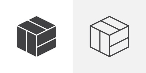 Dimension box icon flat and simple set design