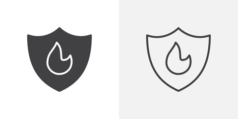 Fire protection icon flat and simple set design
