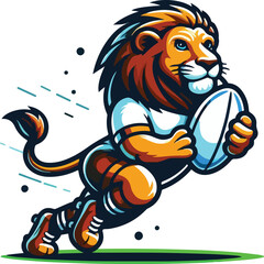 Obraz premium lion playing rugby